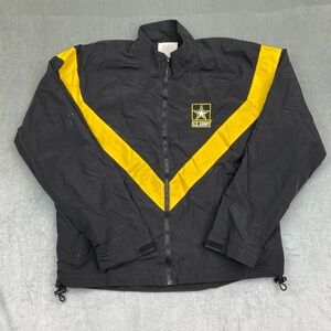U.S. Army Physical Fitness Jacket Black Yellow Windbreaker PT Jacket Small Short